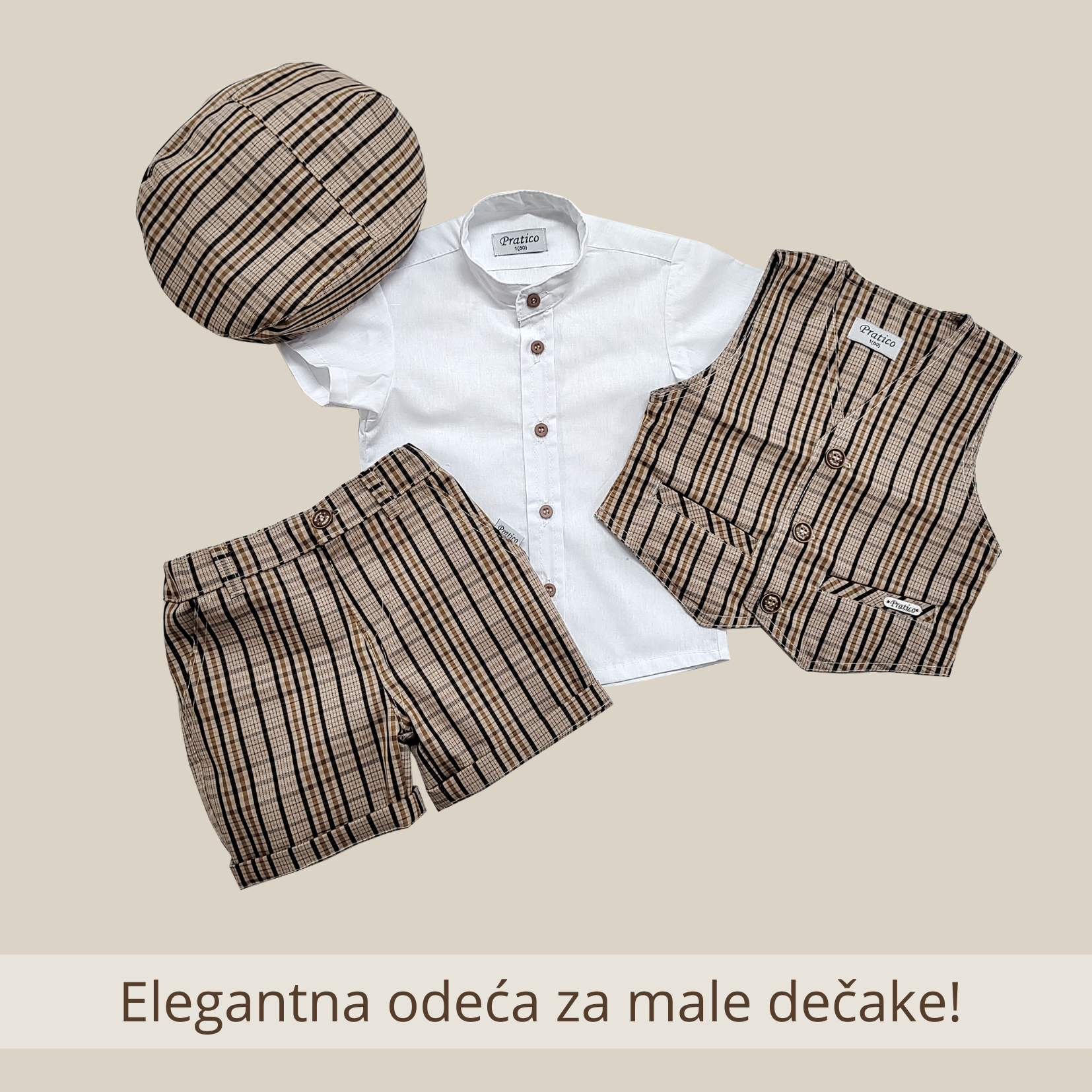 Belo/karirani/2 komplet za male dečake